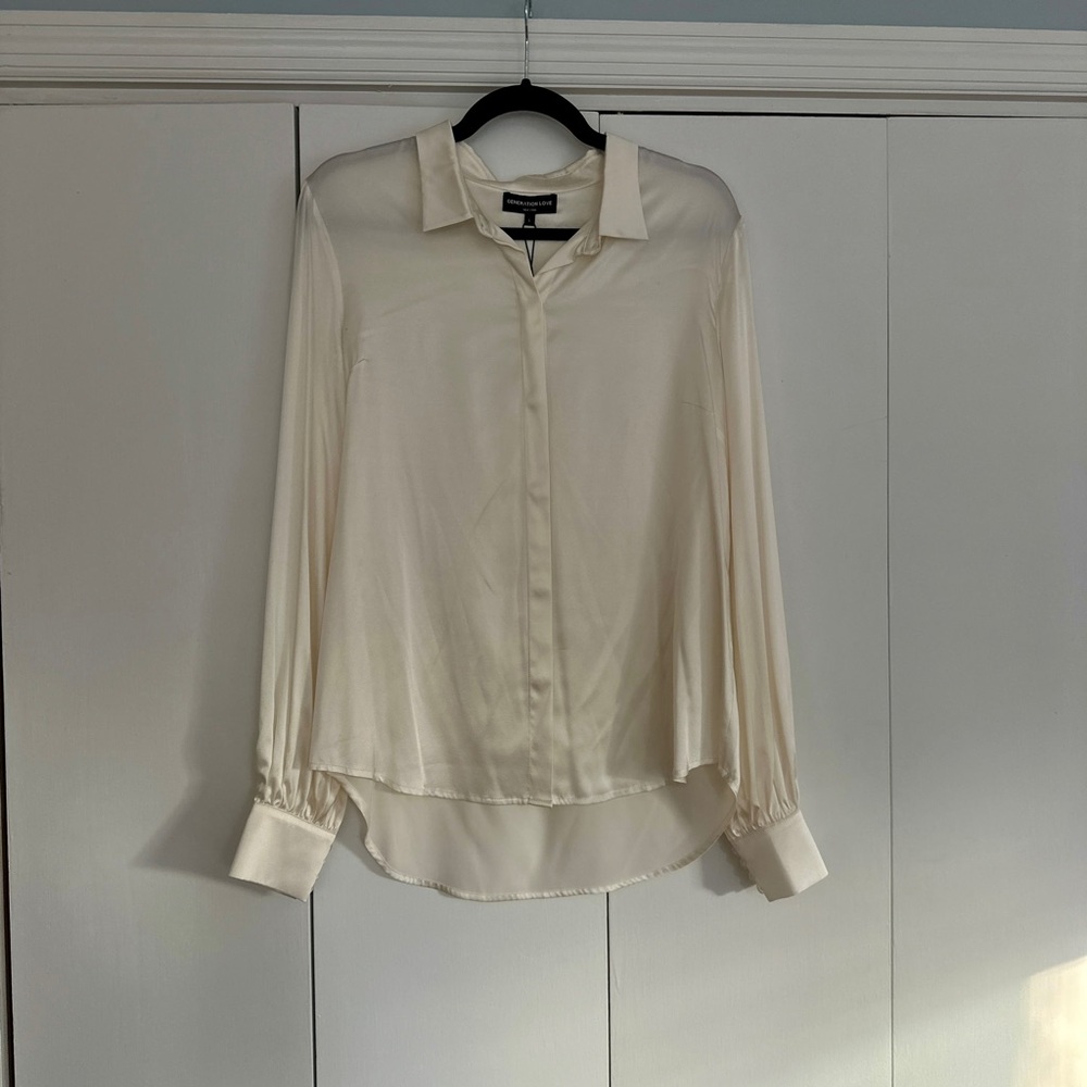 Generation Love Ivory Button Down Blouse